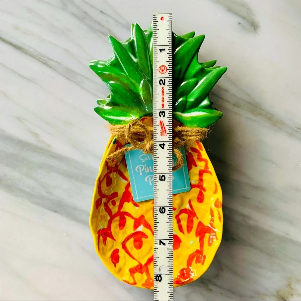 Sur La Table•NWT,4-Appetizer Plates +Pineapple Party Bundle~Straws,Napkins,Picks